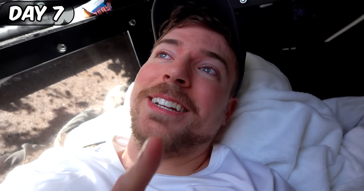 Mr. Beast cries after being buried alive for seven days